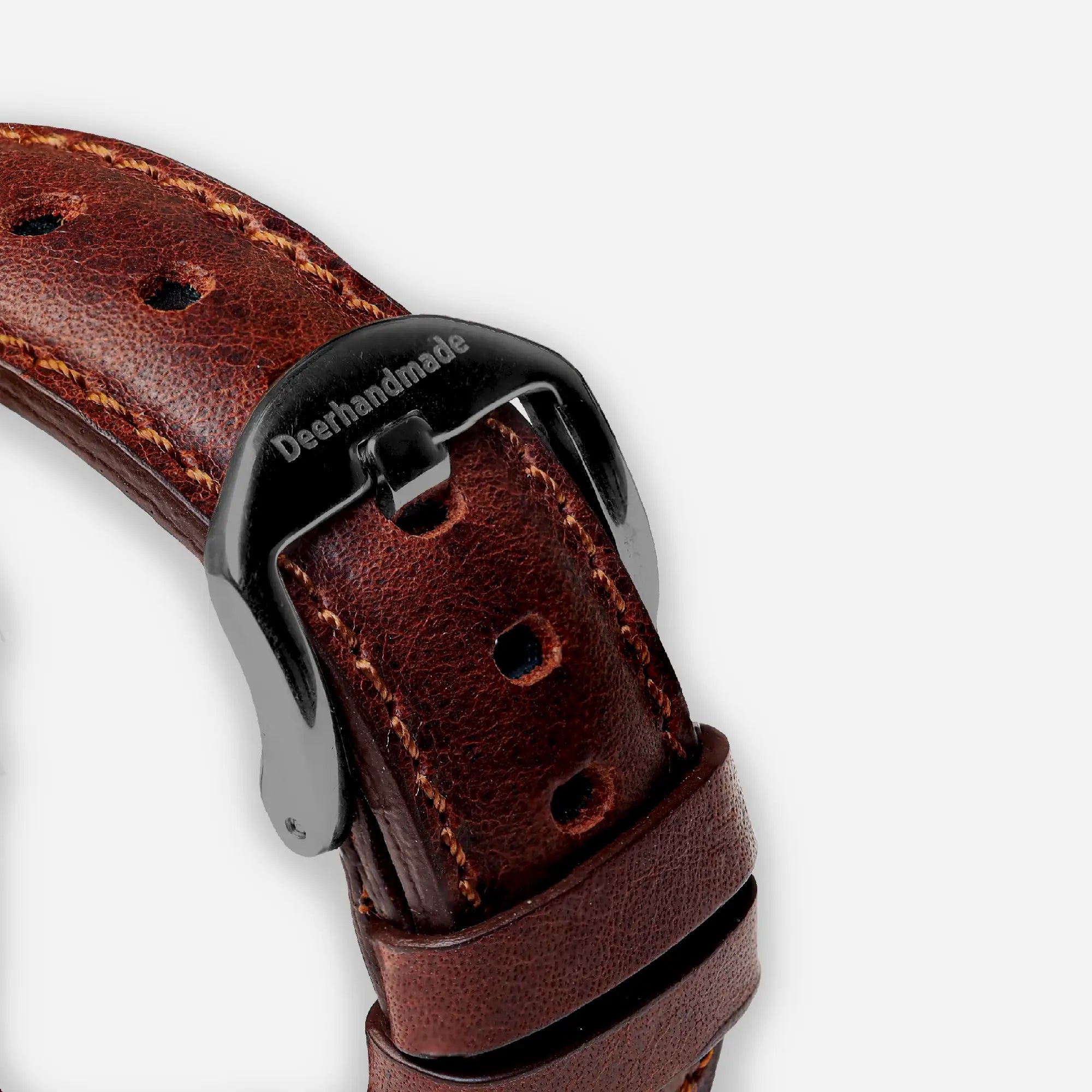 Garnet Full Grain Leather Apple Watch Strap with deerhandmade logo