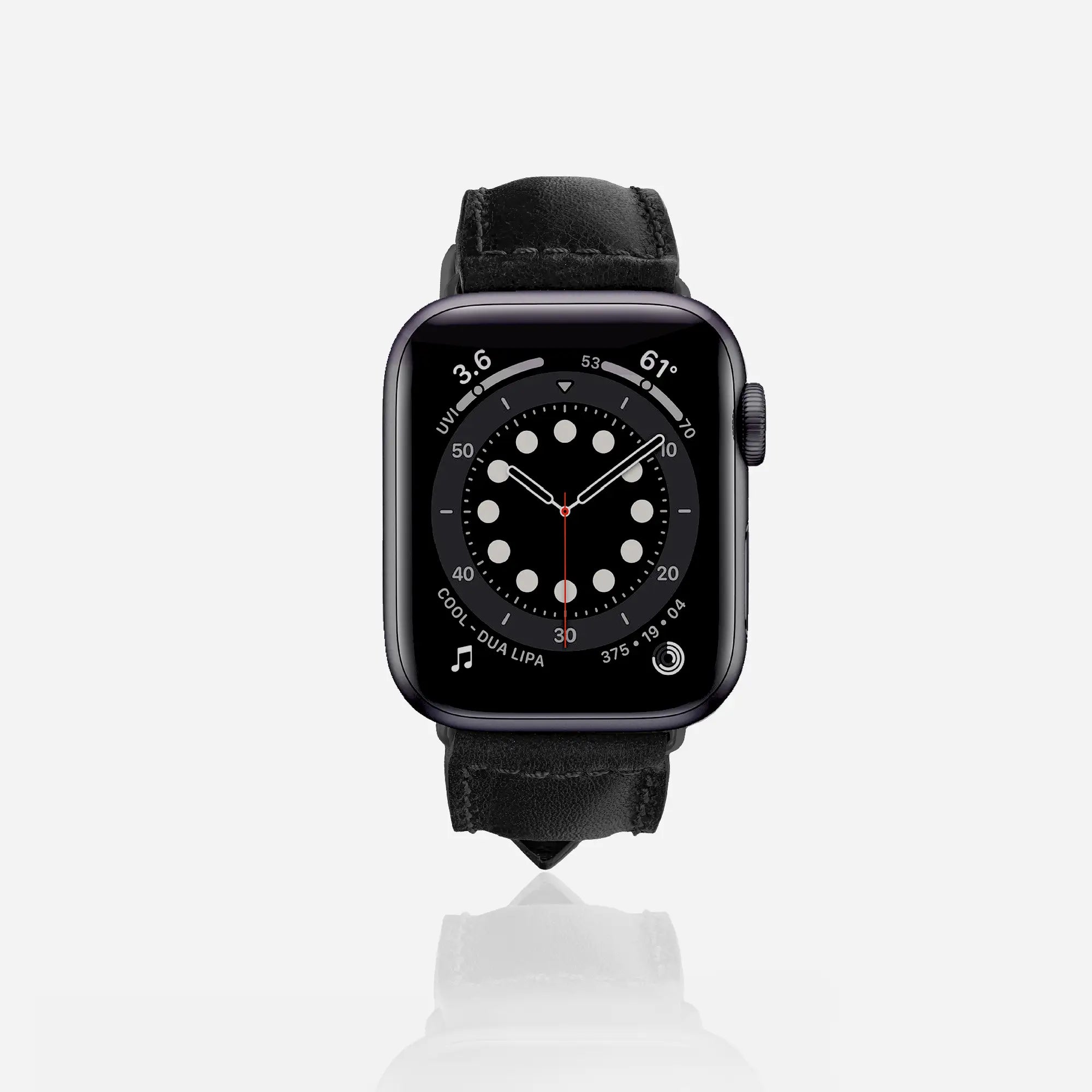 Onyx Color Full Grain Leather Apple Watch Strap
