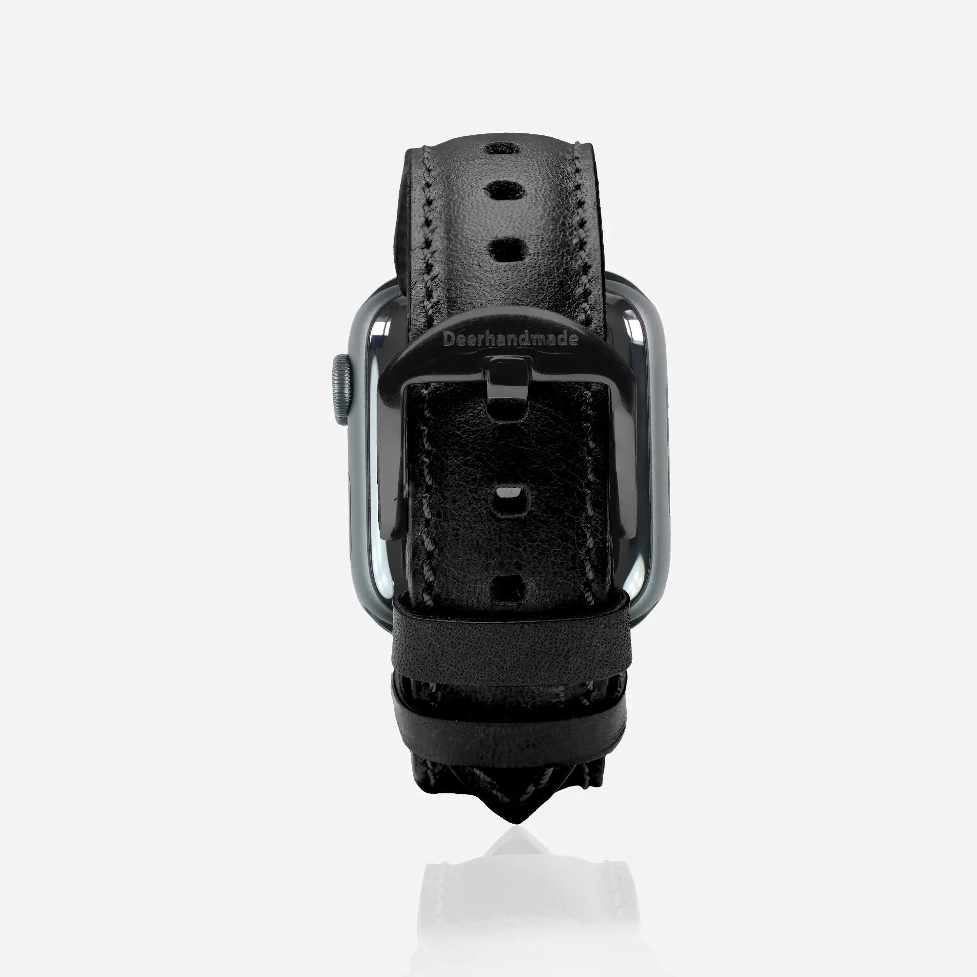 Onyx Color Full Grain Leather Apple Watch Strap