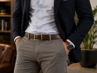 Full-Grain Leather Belt – Stainless Steel Buckle