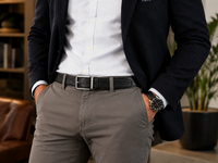 Full-Grain Leather Belt – Stainless Steel Buckle