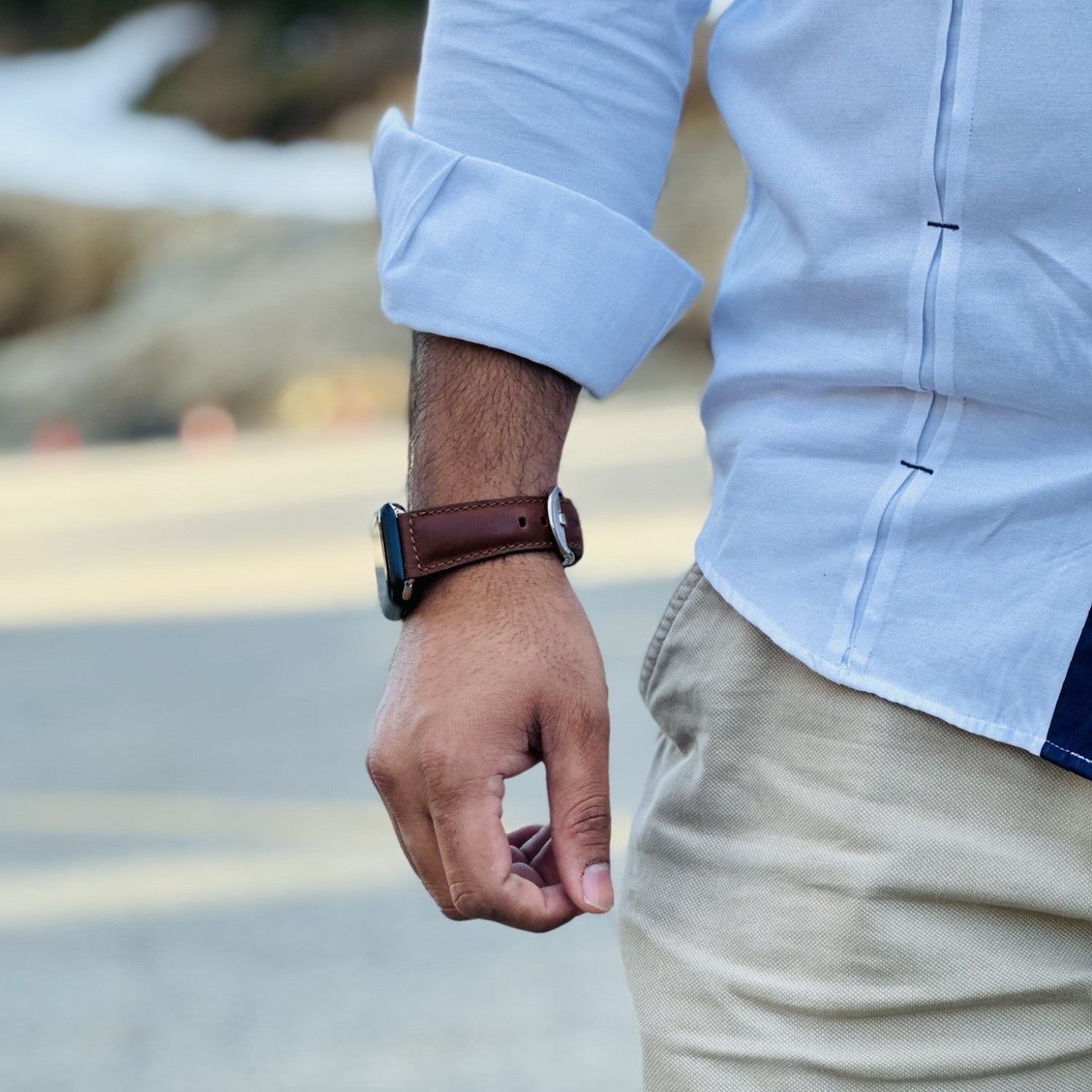 brown leather apple watch strap