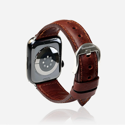 Garnet Color Full Grain Leather Apple Watch Strap