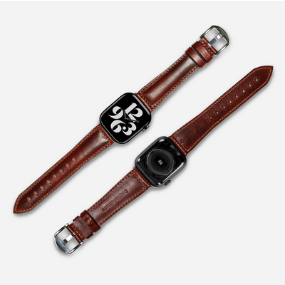 Garnet Color Full Grain Leather Apple Watch Strap