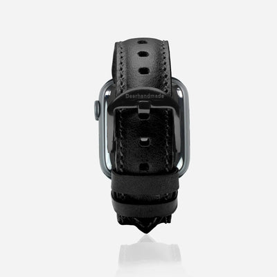 Onyx Color Full Grain Leather Apple Watch Strap