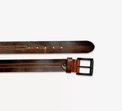 Men's crazy horse leather belt with stainless steel buckle, photo 5