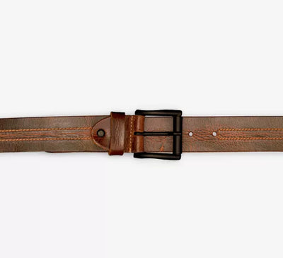 Men's crazy horse leather belt with stainless steel buckle, photo 3