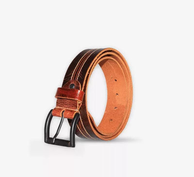 Men's crazy horse leather belt with stainless steel buckle, photo 7