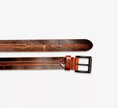 Men's crazy horse leather belt with stainless steel buckle, photo 12