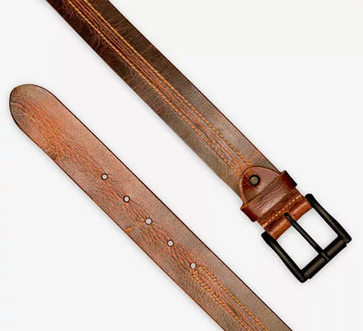 Men's crazy horse leather belt with stainless steel buckle, photo 10