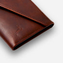 Garnet Color Slim Bifold Leather Wallet swen by hand