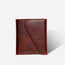 Garnet Color Slim Bifold Leather Wallet showcasing upright position