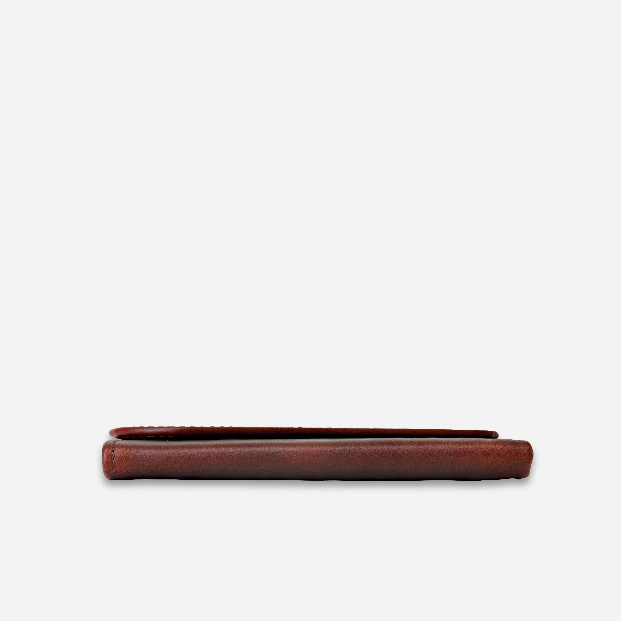 Garnet Color Slim Bifold Leather Wallet showcasing side position