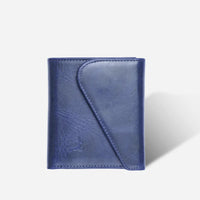 Indicolite Color Slim Bifold Leather Wallet showcasing upright position