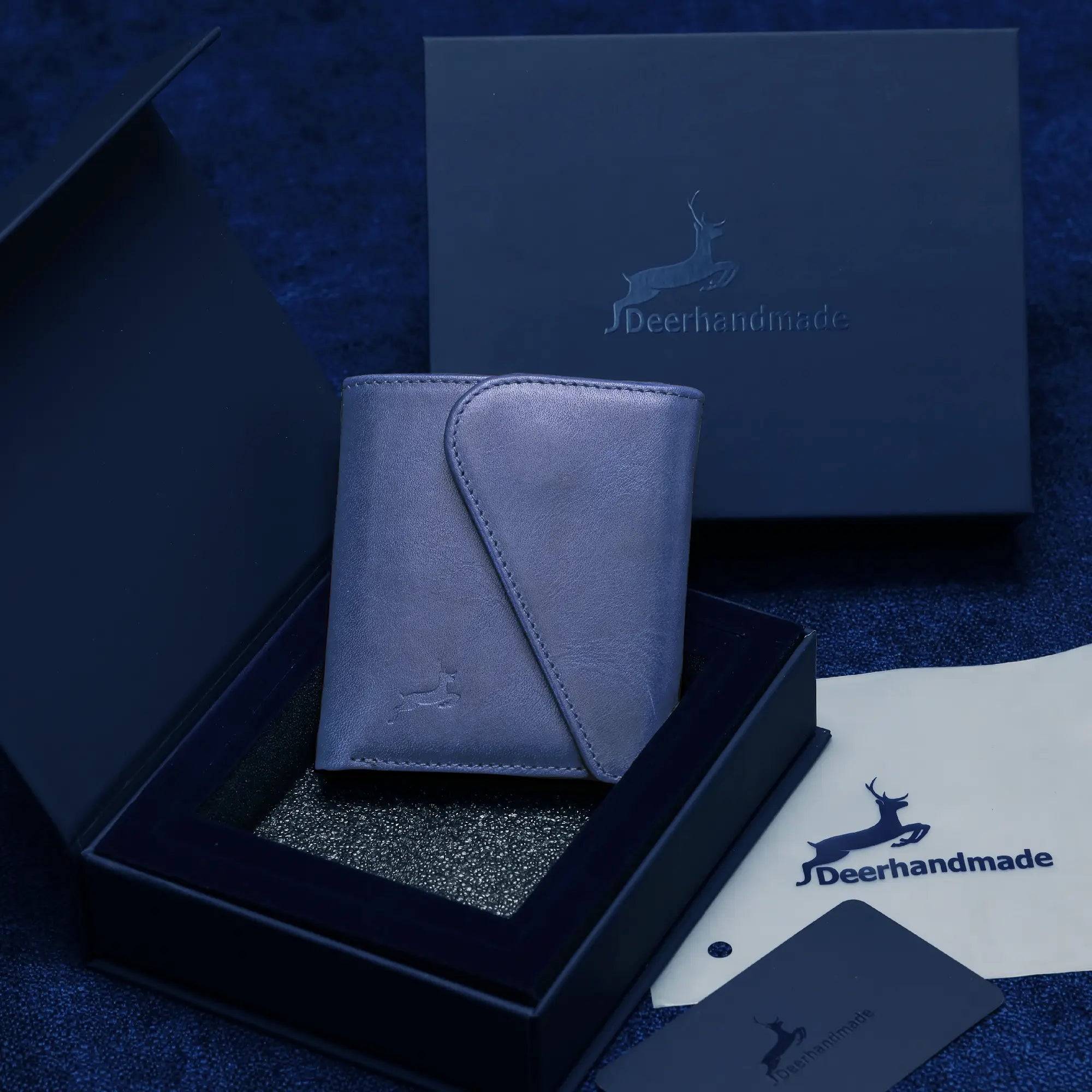 Indicolite Color Slim Bifold Leather Wallet with Nice Gift Box