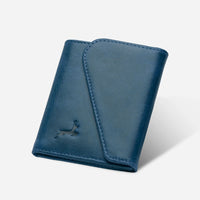 Lapis Color Slim Bifold Leather Wallet with deerhandmade monogram