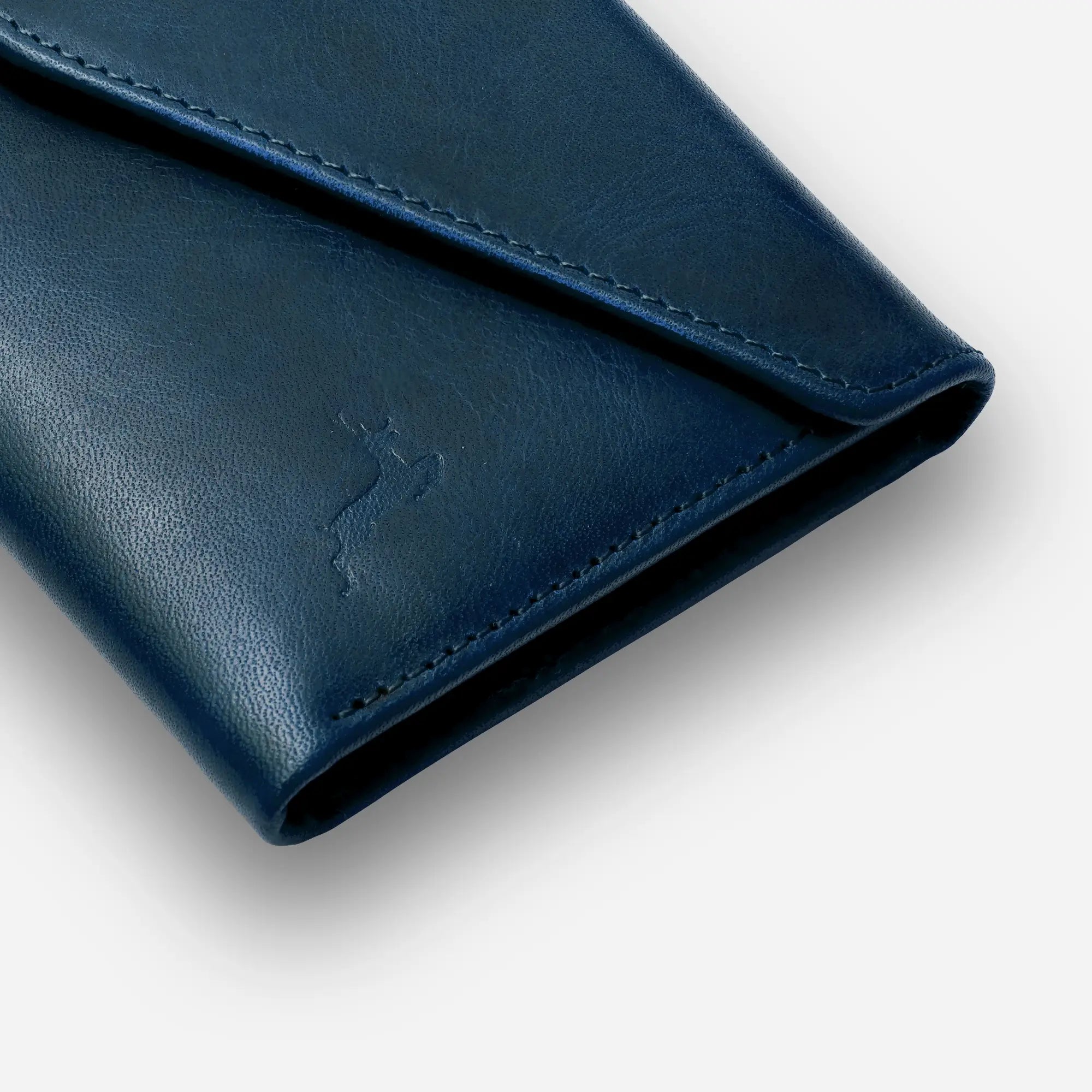 Lapis Color Slim Bifold Leather Wallet swen by hand