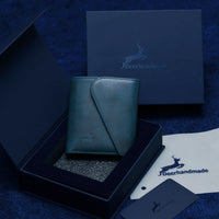 Lapis Color Slim Bifold Leather Wallet with Nice Gift Box