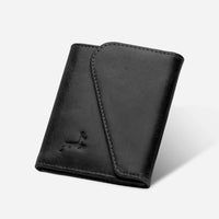 Onyx Color Slim Bifold Leather Wallet with deerhandmade monogram