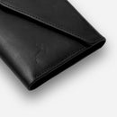 Onyx Color Slim Bifold Leather Wallet swen by hand