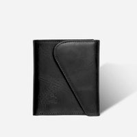 Onyx Color Slim Bifold Leather Wallet showcasing upright position