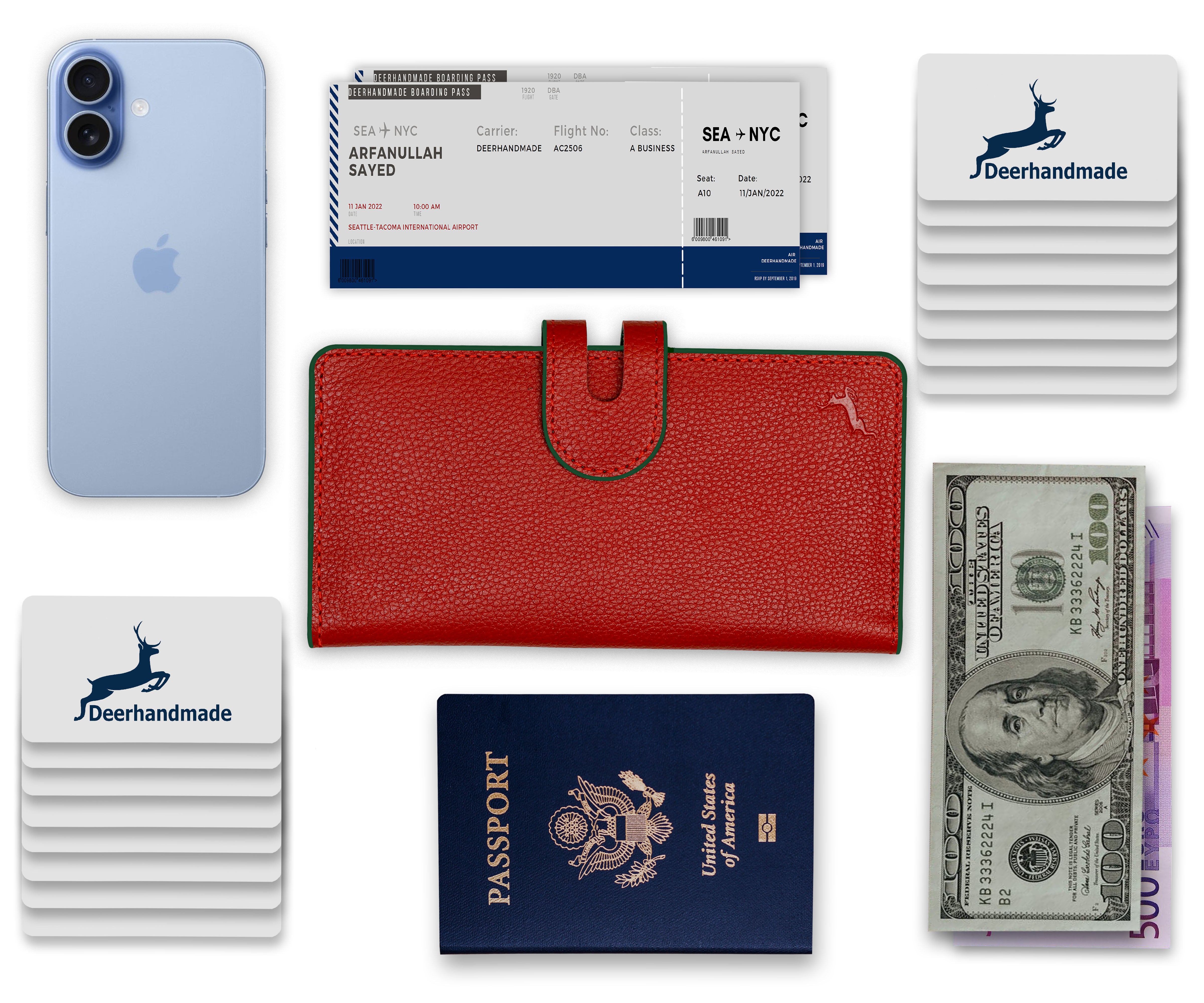 Handmade Leather Long Wallet for Women – RFID Protected Travel Wallet