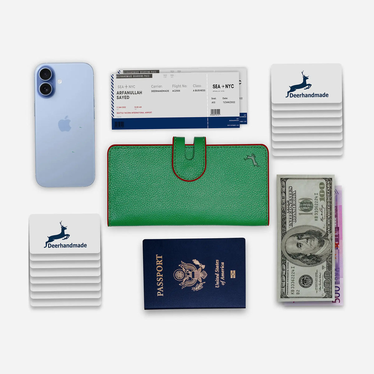 Handmade Leather Long Wallet for Women – RFID Protected Travel Wallet