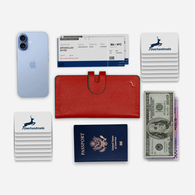 Handmade Leather Long Wallet for Women – RFID Protected Travel Wallet
