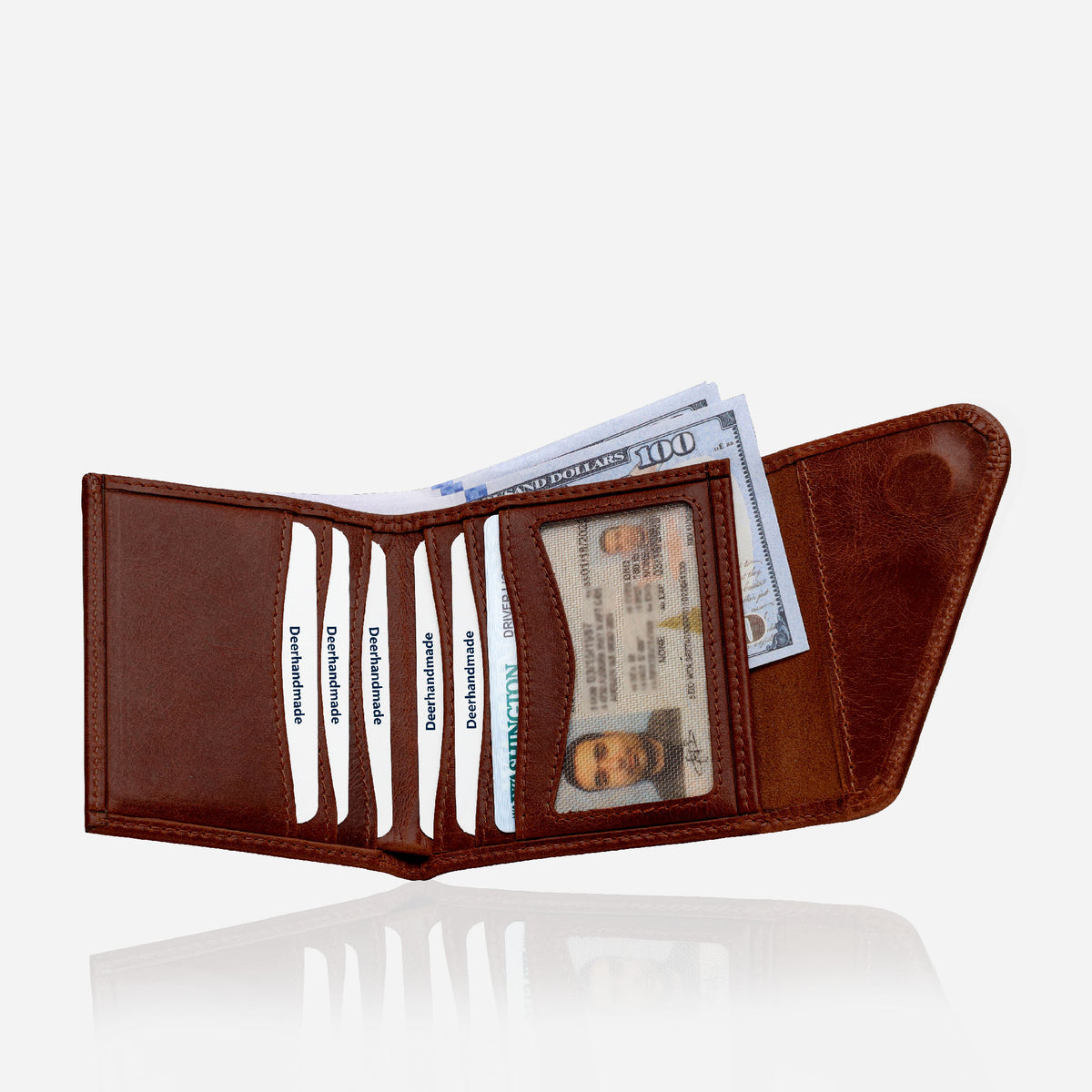 Slim Bifold Leather Wallet for Men – RFID Blocking, Full Grain